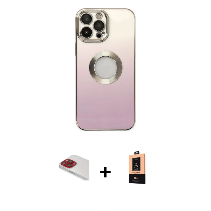 MARSİLYAN™- iPhone 13 Pro Max Kılıf Kutup Yansıma Özel Seri - Şeffaf Maxco Cam Ekran Koruyucu + Kırmızı Pers Alüminyum Kamera Lens