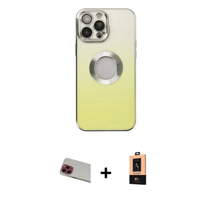 MARSİLYAN™- iPhone 13 Pro Max Kılıf Kutup Yansıma Özel Seri - Şeffaf Maxco Cam Ekran Koruyucu + Rainbow Kamera Lens Koruma Cam - KI