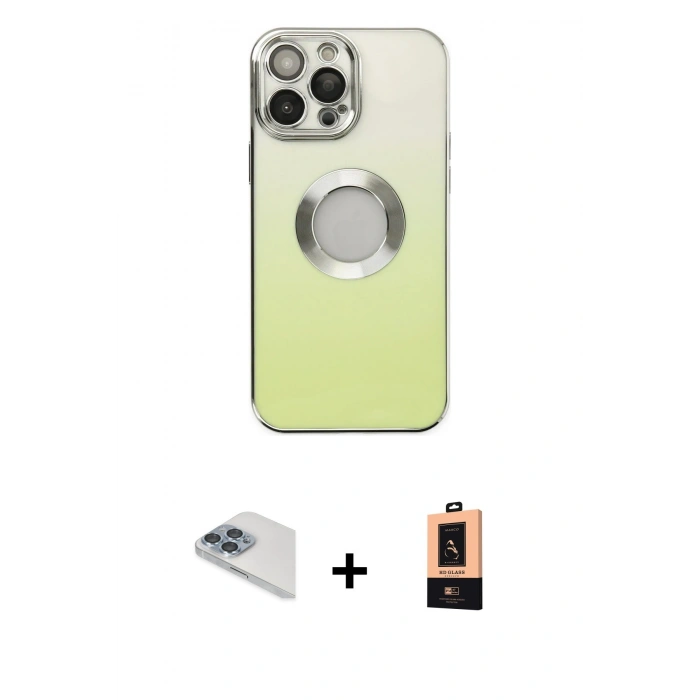 MARSİLYAN™- iPhone 13 Pro Max Kılıf Kutup Yansıma Özel Seri - Şeffaf Maxco Cam Ekran Koruyucu + Pers Alüminyum Kamera Lens - SABE