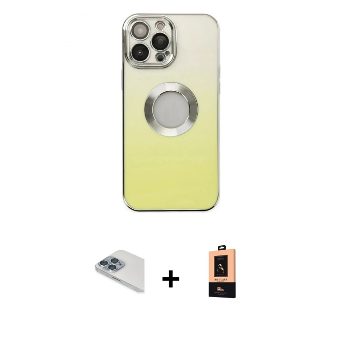 MARSİLYAN™- iPhone 13 Pro Max Kılıf Kutup Yansıma Özel Seri - Şeffaf Maxco Cam Ekran Koruyucu + Pers Alüminyum Kamera Lens - SABE
