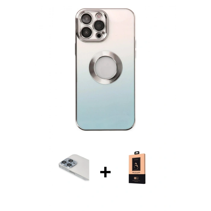 MARSİLYAN™- iPhone 13 Pro Max Kılıf Kutup Yansıma Özel Seri - Şeffaf Maxco Cam Ekran Koruyucu + Pers Alüminyum Kamera Lens - SABE