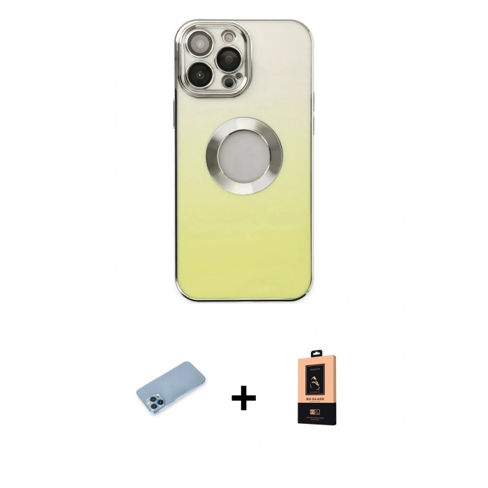 MARSİLYAN™- iPhone 13 Pro Max Kılıf Kutup Yansıma Özel Seri - Şeffaf Maxco Cam Ekran Koruyucu + Shine Kamera Lens Koruma Cam - MI