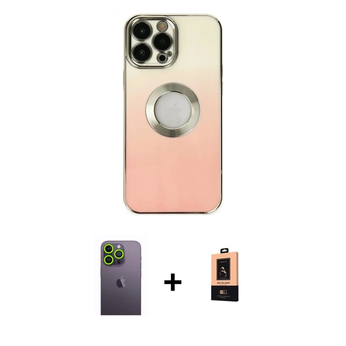 MARSİLYAN™- iPhone 13 Pro Max Kılıf Kutup Yansıma Özel Seri - Şeffaf Maxco Cam Ekran Koruyucu + Neon Fosforlu Kamera Lens - YL