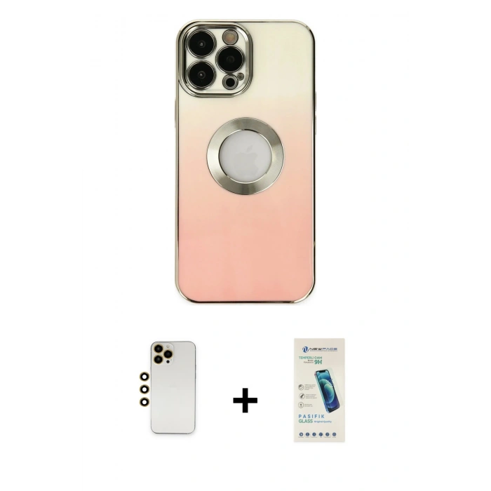 MARSİLYAN™- iPhone 13 Pro Max Kılıf Kutup Yansıma Özel Seri - Şeffaf Pasifik Cam Ekran Koruyucu + Shine Kamera Lens - GD
