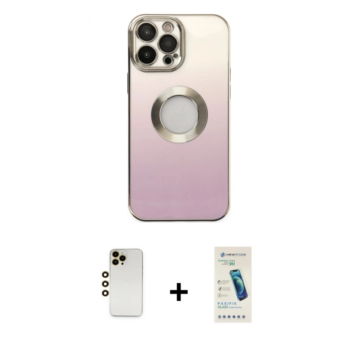 MARSİLYAN™- iPhone 13 Pro Max Kılıf Kutup Yansıma Özel Seri - Şeffaf Pasifik Cam Ekran Koruyucu + Shine Kamera Lens - GD