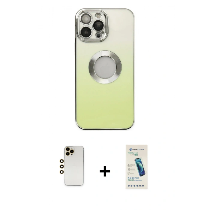 MARSİLYAN™- iPhone 13 Pro Max Kılıf Kutup Yansıma Özel Seri - Şeffaf Pasifik Cam Ekran Koruyucu + Shine Kamera Lens - GD