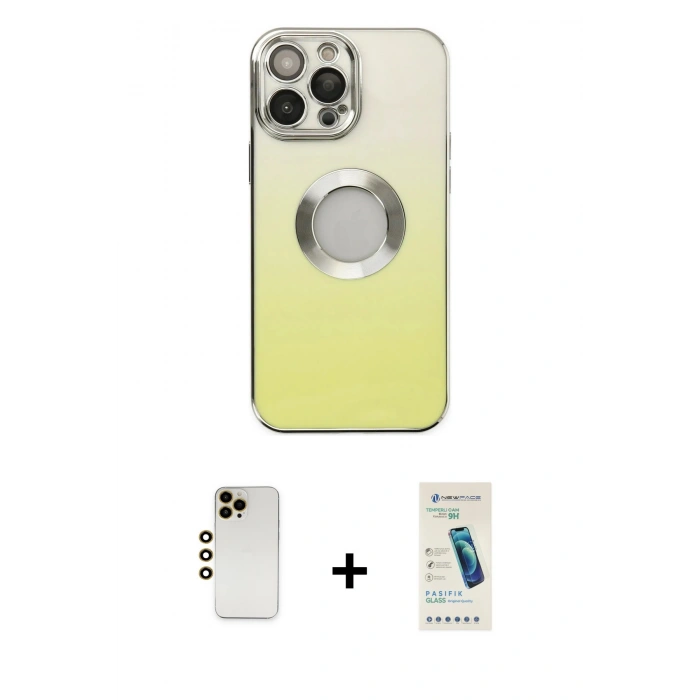 MARSİLYAN™- iPhone 13 Pro Max Kılıf Kutup Yansıma Özel Seri - Şeffaf Pasifik Cam Ekran Koruyucu + Shine Kamera Lens - GD