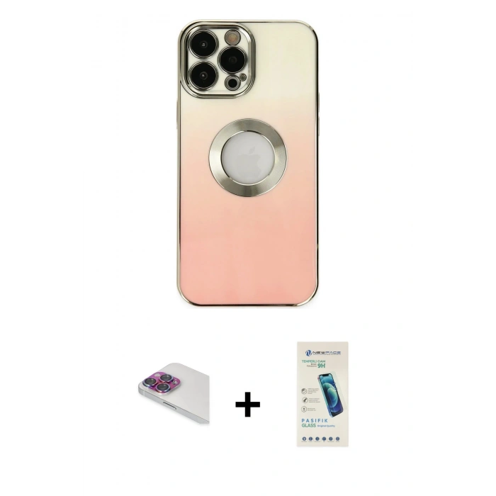 MARSİLYAN™- iPhone 13 Pro Max Kılıf Kutup Yansıma Özel Seri - Şeffaf Pasifik Cam Ekran Koruyucu + Pers Alüminyum Kamera Lens - GI