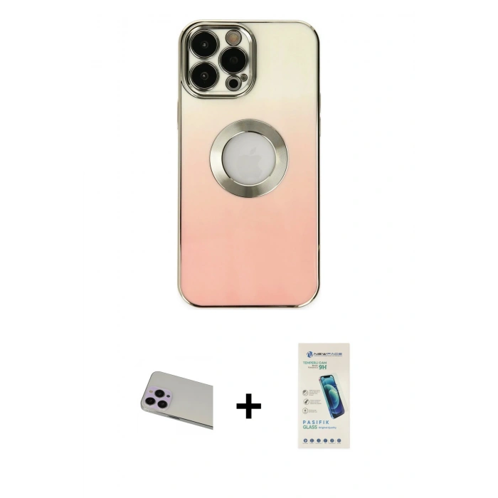 MARSİLYAN™- iPhone 13 Pro Max Kılıf Kutup Yansıma Özel Seri - Şeffaf Pasifik Cam Ekran Koruyucu + Rainbow Kamera Lens Koruma Cam - MR