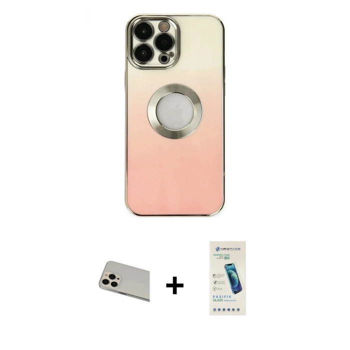 MARSİLYAN™- iPhone 13 Pro Max Kılıf Kutup Yansıma Özel Seri - Şeffaf Pasifik Cam Ekran Koruyucu + Rainbow Kamera Lens Koruma Cam - REGD