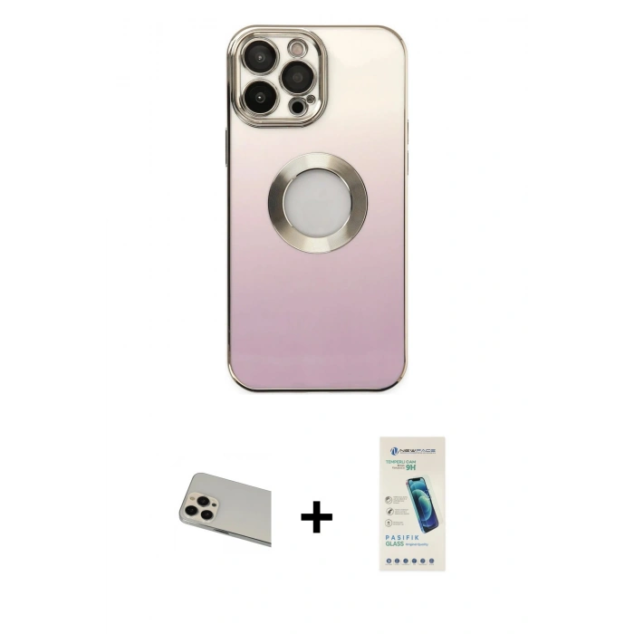 MARSİLYAN™- iPhone 13 Pro Max Kılıf Kutup Yansıma Özel Seri - Şeffaf Pasifik Cam Ekran Koruyucu + Rainbow Kamera Lens Koruma Cam - REGD