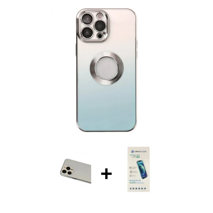 MARSİLYAN™- iPhone 13 Pro Max Kılıf Kutup Yansıma Özel Seri - Şeffaf Pasifik Cam Ekran Koruyucu + Rainbow Kamera Lens Koruma Cam - REGD