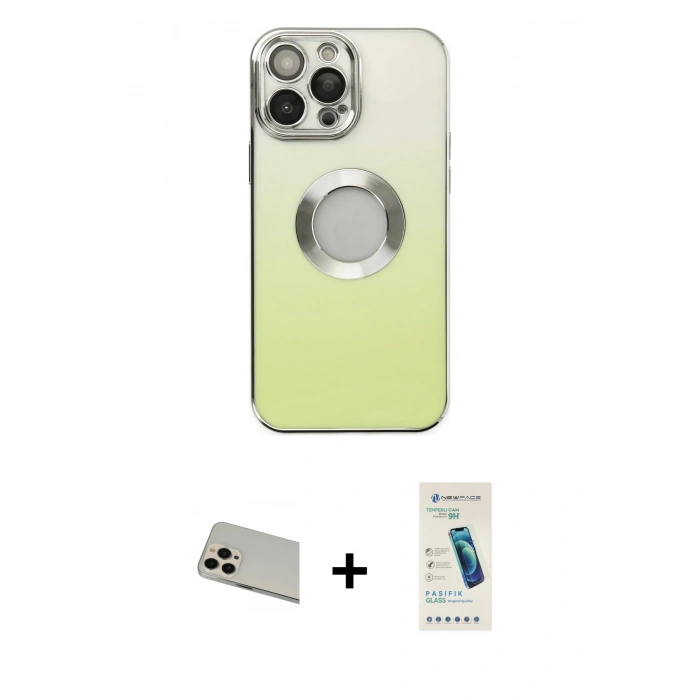 MARSİLYAN™- iPhone 13 Pro Max Kılıf Kutup Yansıma Özel Seri - Şeffaf Pasifik Cam Ekran Koruyucu + Rainbow Kamera Lens Koruma Cam - REGD