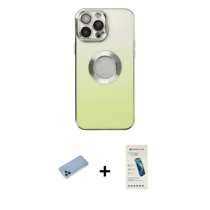 MARSİLYAN™- iPhone 13 Pro Max Kılıf Kutup Yansıma Özel Seri - Şeffaf Pasifik Cam Ekran Koruyucu + Shine Kamera Lens Koruma Cam - MI