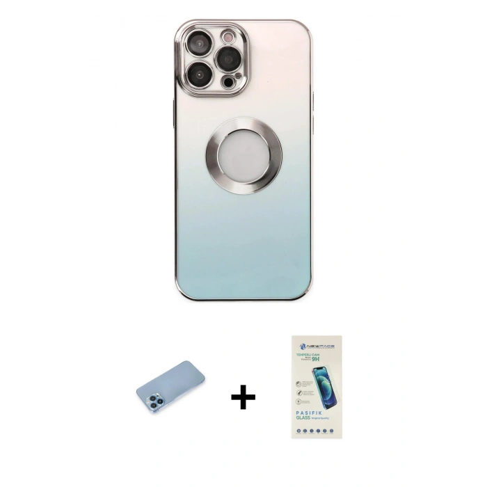 MARSİLYAN™- iPhone 13 Pro Max Kılıf Kutup Yansıma Özel Seri - Şeffaf Pasifik Cam Ekran Koruyucu + Shine Kamera Lens Koruma Cam - MI