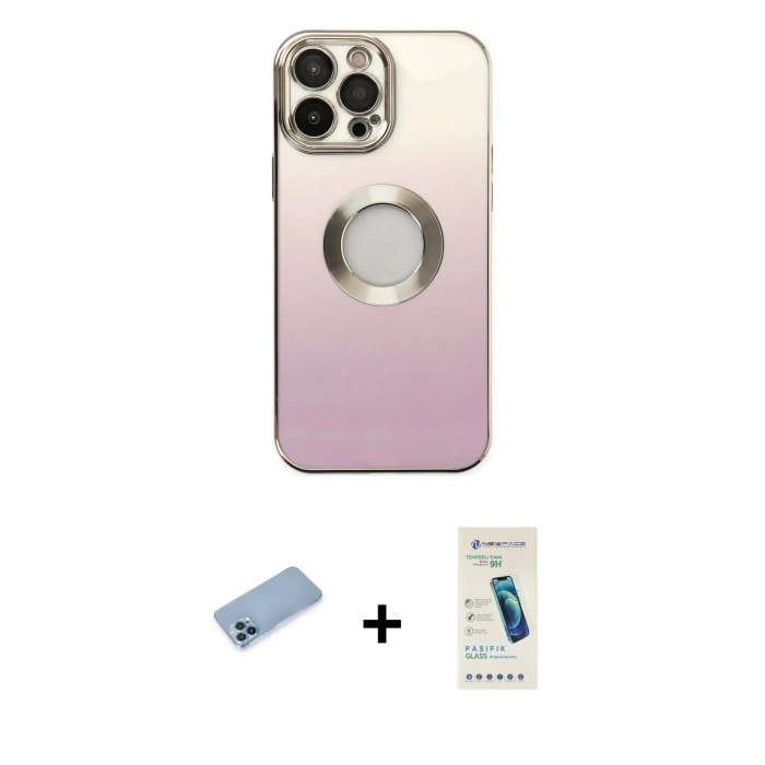 MARSİLYAN™- iPhone 13 Pro Max Kılıf Kutup Yansıma Özel Seri - Şeffaf Pasifik Cam Ekran Koruyucu + Shine Kamera Lens Koruma Cam - MI
