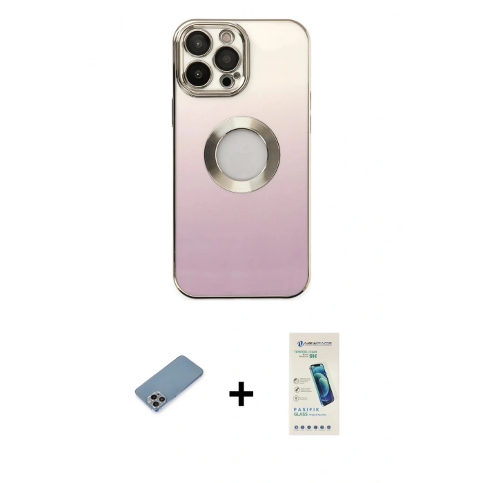 MARSİLYAN™- iPhone 13 Pro Max Kılıf Kutup Yansıma Özel Seri - Şeffaf Pasifik Cam Ekran Koruyucu + Shine Kamera Lens Koruma Cam - GI