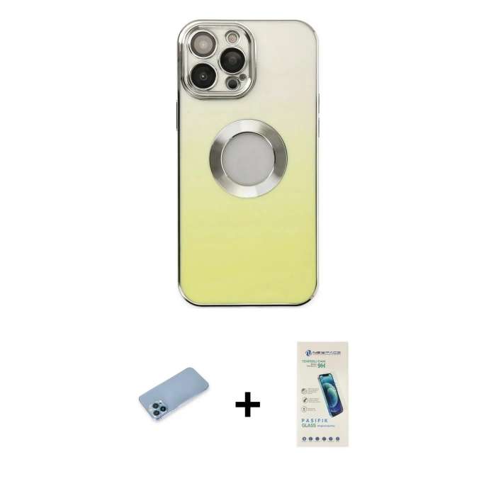 MARSİLYAN™- iPhone 13 Pro Max Kılıf Kutup Yansıma Özel Seri - Şeffaf Pasifik Cam Ekran Koruyucu + Shine Kamera Lens Koruma Cam - MI