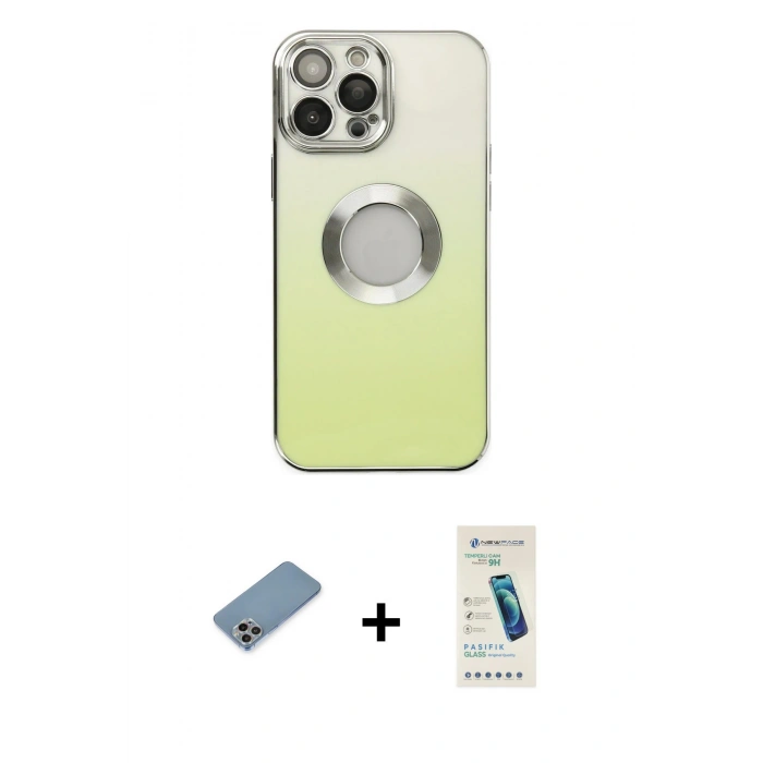 MARSİLYAN™- iPhone 13 Pro Max Kılıf Kutup Yansıma Özel Seri - Şeffaf Pasifik Cam Ekran Koruyucu + Shine Kamera Lens Koruma Cam - GI