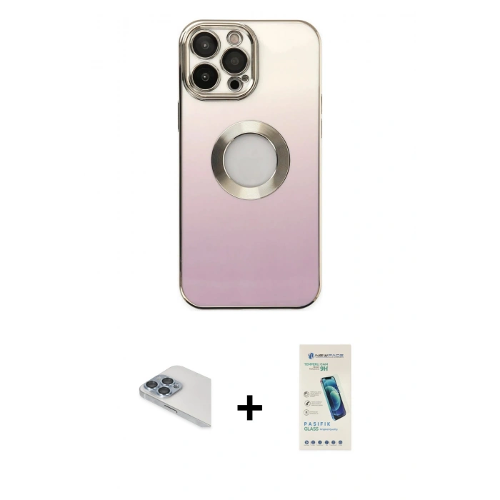 MARSİLYAN™- iPhone 13 Pro Max Kılıf Kutup Yansıma Özel Seri - Şeffaf Pasifik Cam Ekran Koruyucu + Pers Alüminyum Kamera Lens - SABE