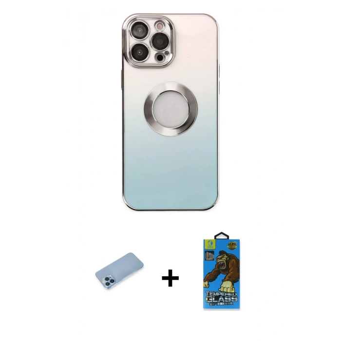 MARSİLYAN™- iPhone 13 Pro Max Kılıf Kutup Yansıma Özel Seri - Siyah 18D Cam Ekran Koruyucu + Shine Kamera Lens Koruma Cam - MI