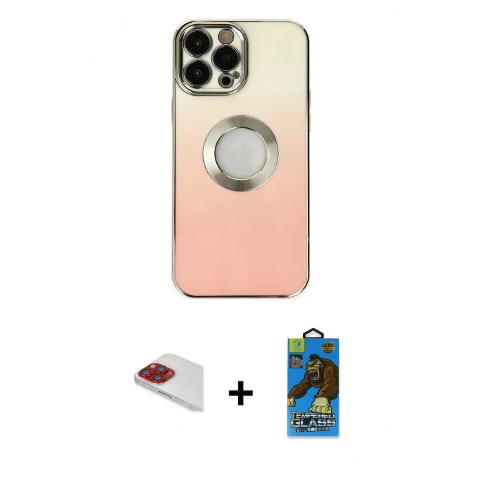 MARSİLYAN™- iPhone 13 Pro Max Kılıf Kutup Yansıma Özel Seri - Siyah 18D Cam Ekran Koruyucu + Pers Alüminyum Kamera Lens - KI