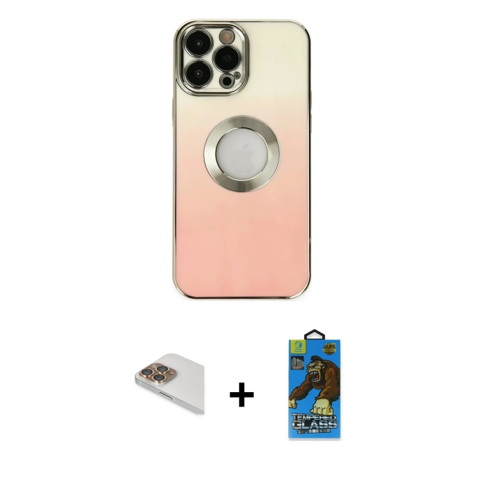 MARSİLYAN™- iPhone 13 Pro Max Kılıf Kutup Yansıma Özel Seri - Siyah 18D Cam Ekran Koruyucu + Pers Alüminyum Kamera Lens - GD