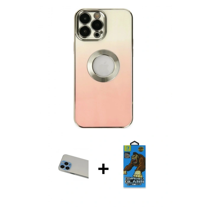 MARSİLYAN™- iPhone 13 Pro Max Kılıf Kutup Yansıma Özel Seri - Siyah 18D Cam Ekran Koruyucu + Rainbow Kamera Lens Koruma Cam - MI
