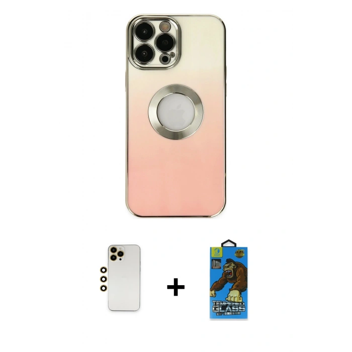 MARSİLYAN™- iPhone 13 Pro Max Kılıf Kutup Yansıma Özel Seri - Siyah 18D Cam Ekran Koruyucu + Shine Kamera Lens - GD