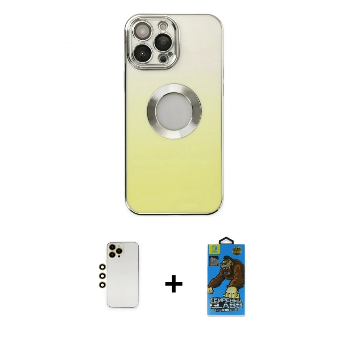 MARSİLYAN™- iPhone 13 Pro Max Kılıf Kutup Yansıma Özel Seri - Siyah 18D Cam Ekran Koruyucu + Shine Kamera Lens - GD