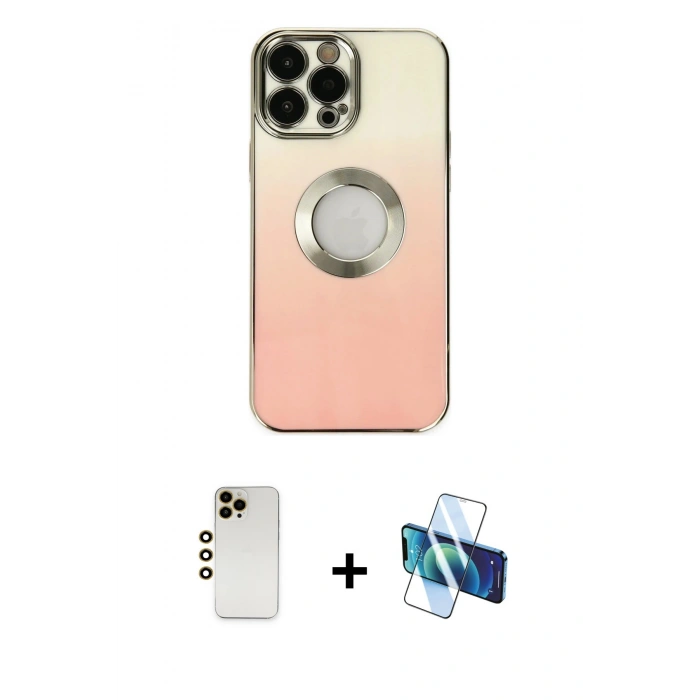 MARSİLYAN™- iPhone 13 Pro Max Kılıf Kutup Yansıma Özel Seri - Siyah 3D Antistatik Cam Ekran Koruyucu + Shine Kamera Lens - GD