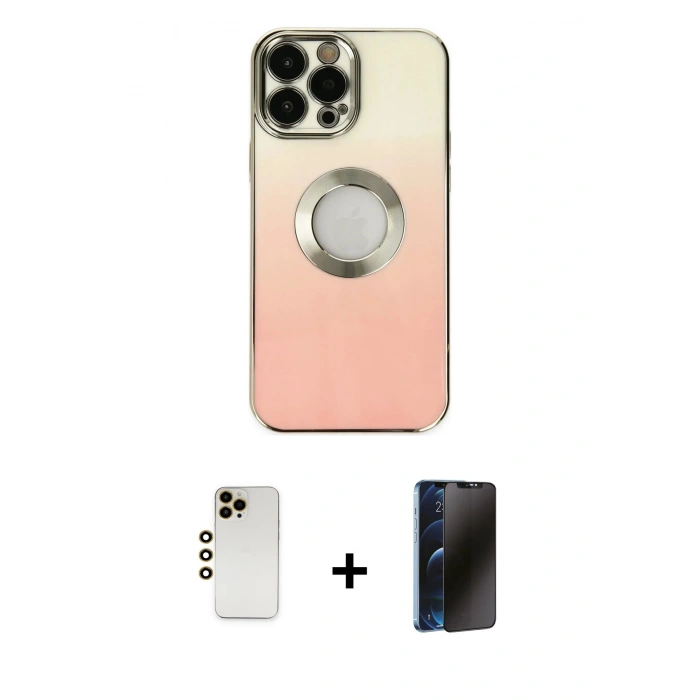 MARSİLYAN™- iPhone 13 Pro Max Kılıf Kutup Yansıma Özel Seri - Siyah 3D Antistatik Hayalet Cam Ekran Koruyucu + Shine Kamera Lens - GD