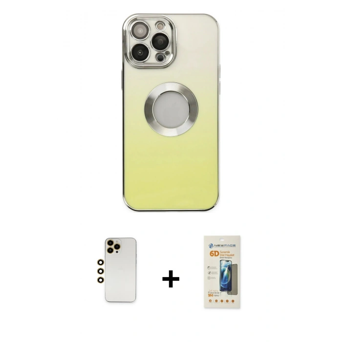 MARSİLYAN™- iPhone 13 Pro Max Kılıf Kutup Yansıma Özel Seri - Siyah 6D Mat Seramik Hayalet Nano Ekran Koruyucu + Shine Kamera Lens - GD