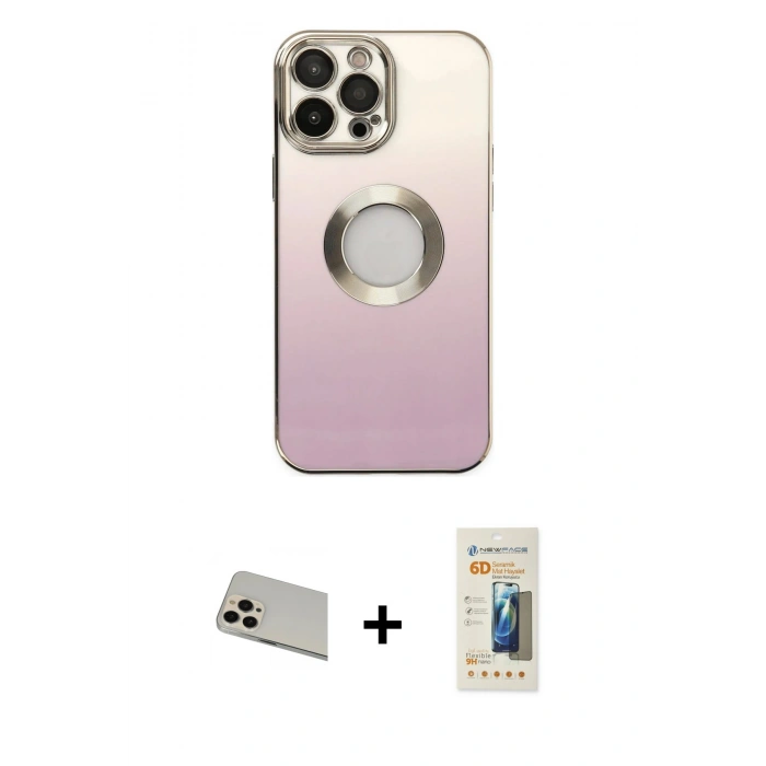 MARSİLYAN™- iPhone 13 Pro Max Kılıf Kutup Yansıma Özel Seri - Siyah 6D Mat Seramik Hayalet Nano Ekran Koruyucu + Rainbow Kamera Lens Koruma Cam - REGD