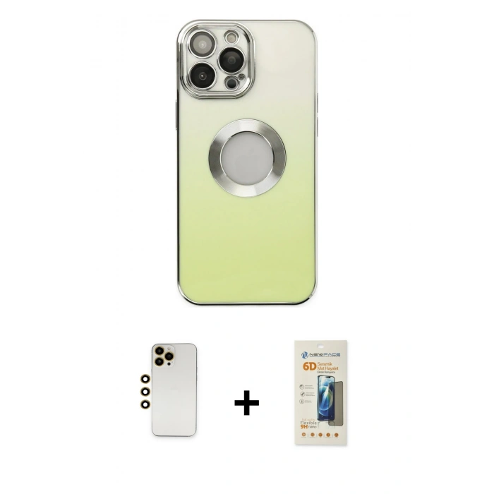 MARSİLYAN™- iPhone 13 Pro Max Kılıf Kutup Yansıma Özel Seri - Siyah 6D Mat Seramik Hayalet Nano Ekran Koruyucu + Shine Kamera Lens - GD
