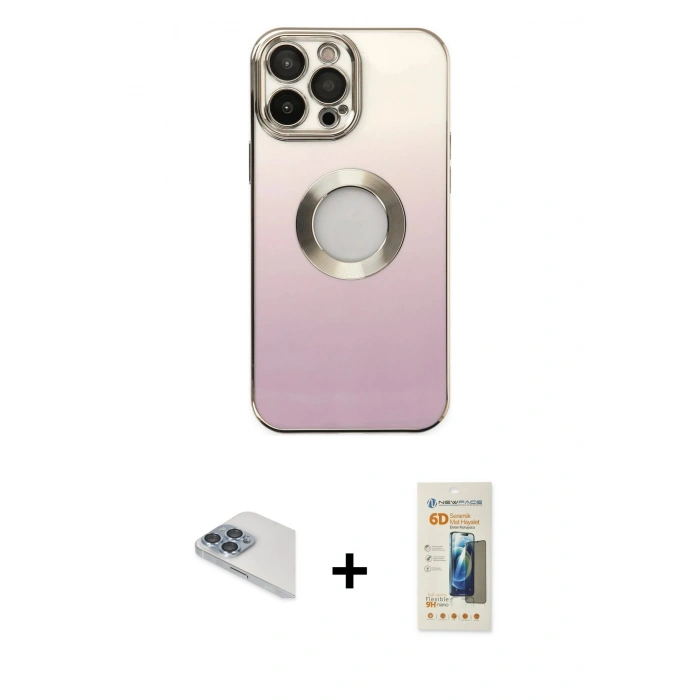 MARSİLYAN™- iPhone 13 Pro Max Kılıf Kutup Yansıma Özel Seri - Siyah 6D Mat Seramik Hayalet Nano Ekran Koruyucu + Pers Alüminyum Kamera Lens - SABE