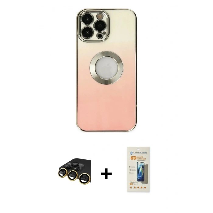 MARSİLYAN™- iPhone 13 Pro Max Kılıf Kutup Yansıma Özel Seri - Siyah 6D Mat Seramik Hayalet Nano Ekran Koruyucu + Raze Metal Kamera Lens - GD