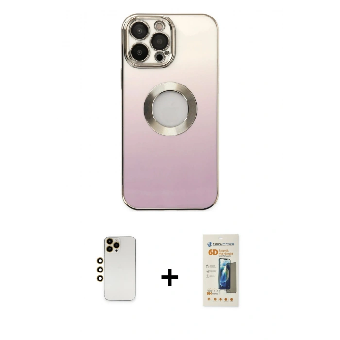 MARSİLYAN™- iPhone 13 Pro Max Kılıf Kutup Yansıma Özel Seri - Siyah 6D Mat Seramik Hayalet Nano Ekran Koruyucu + Shine Kamera Lens - GD