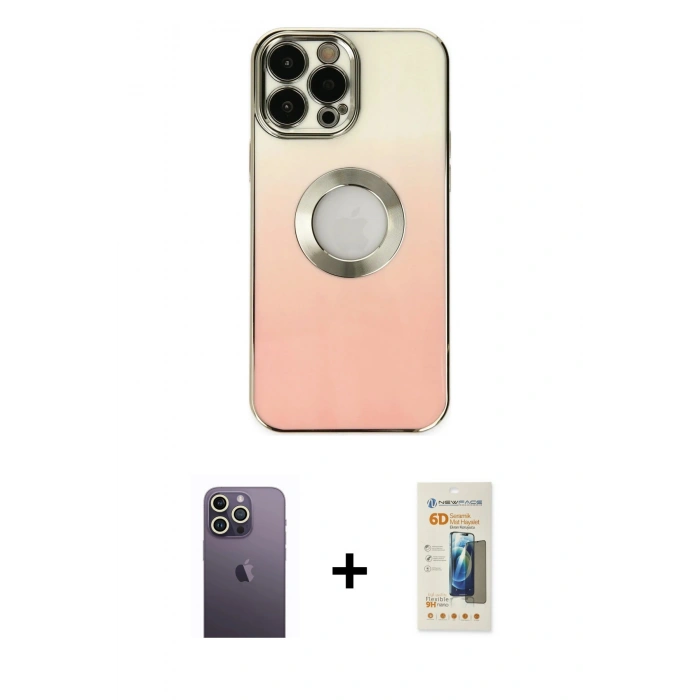 MARSİLYAN™- iPhone 13 Pro Max Kılıf Kutup Yansıma Özel Seri - Siyah 6D Mat Seramik Hayalet Nano Ekran Koruyucu + Neon Fosforlu Kamera Lens - BZ