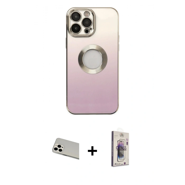 MARSİLYAN™- iPhone 13 Pro Max Kılıf Kutup Yansıma Özel Seri - Siyah Bilvis 3D Cam Ekran Koruyucu + Rainbow Kamera Lens Koruma Cam - BZ