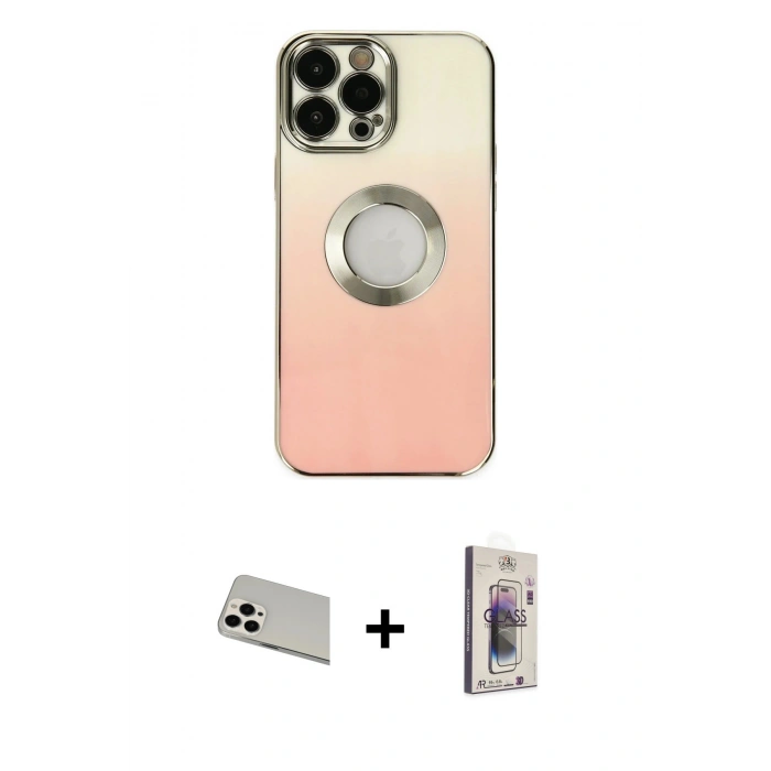 MARSİLYAN™- iPhone 13 Pro Max Kılıf Kutup Yansıma Özel Seri - Siyah Bilvis 3D Cam Ekran Koruyucu + Rainbow Kamera Lens Koruma Cam - BZ