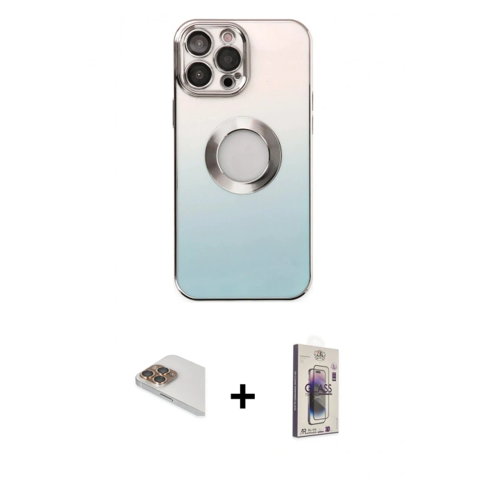 MARSİLYAN™- iPhone 13 Pro Max Kılıf Kutup Yansıma Özel Seri - Siyah Bilvis 3D Cam Ekran Koruyucu + Pers Alüminyum Kamera Lens - GD