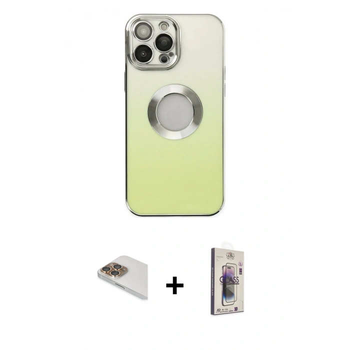 MARSİLYAN™- iPhone 13 Pro Max Kılıf Kutup Yansıma Özel Seri - Siyah Bilvis 3D Cam Ekran Koruyucu + Pers Alüminyum Kamera Lens - GD
