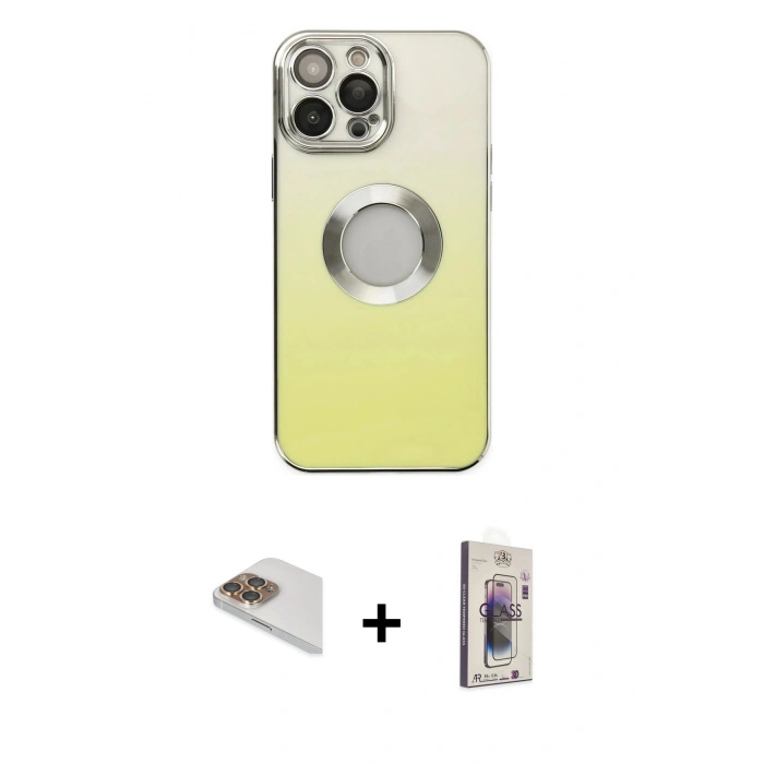 MARSİLYAN™- iPhone 13 Pro Max Kılıf Kutup Yansıma Özel Seri - Siyah Bilvis 3D Cam Ekran Koruyucu + Pers Alüminyum Kamera Lens - GD