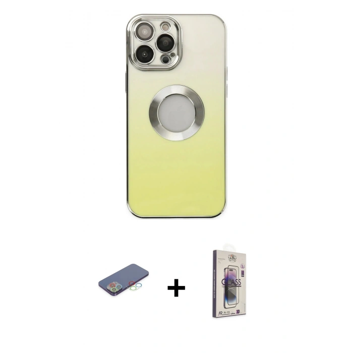 MARSİLYAN™- iPhone 13 Pro Max Kılıf Kutup Yansıma Özel Seri - Siyah Bilvis 3D Cam Ekran Koruyucu + Renkli Kamera Lens Koruma Cam - MI