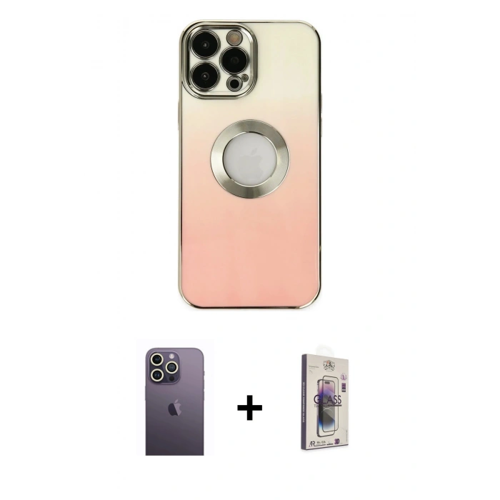 MARSİLYAN™- iPhone 13 Pro Max Kılıf Kutup Yansıma Özel Seri - Siyah Bilvis 3D Cam Ekran Koruyucu + Neon Fosforlu Kamera Lens - BZ