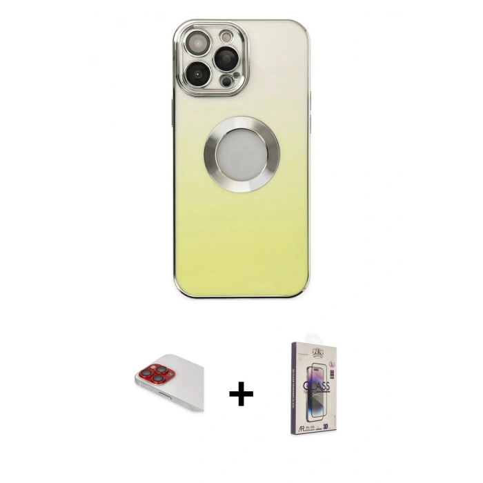 MARSİLYAN™- iPhone 13 Pro Max Kılıf Kutup Yansıma Özel Seri - Siyah Bilvis 3D Cam Ekran Koruyucu + Pers Alüminyum Kamera Lens - KI