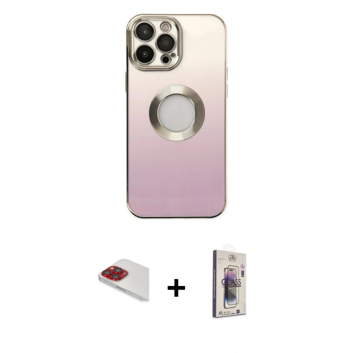 MARSİLYAN™- iPhone 13 Pro Max Kılıf Kutup Yansıma Özel Seri - Siyah Bilvis 3D Cam Ekran Koruyucu + Pers Alüminyum Kamera Lens - KI