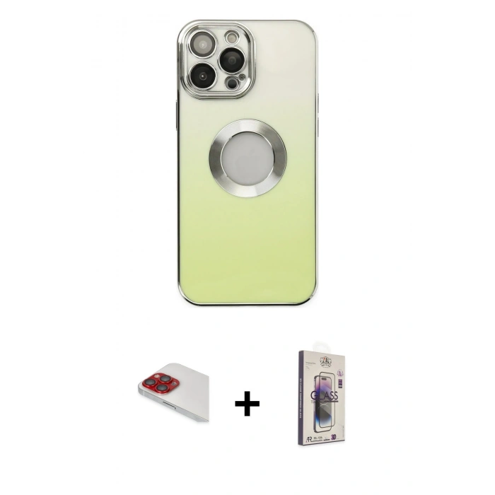 MARSİLYAN™- iPhone 13 Pro Max Kılıf Kutup Yansıma Özel Seri - Siyah Bilvis 3D Cam Ekran Koruyucu + Pers Alüminyum Kamera Lens - KI