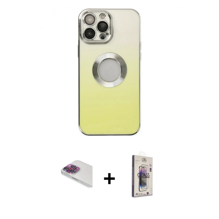 MARSİLYAN™- iPhone 13 Pro Max Kılıf Kutup Yansıma Özel Seri - Siyah Bilvis 3D Cam Ekran Koruyucu + Pers Alüminyum Kamera Lens - GI